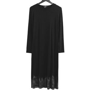 BCBG Max Azria Dress Womens L Black Long Sleeve Midi Early to Mid 2000s Goth